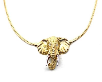 18ct Yellow Gold Elephant Collier with Diamonds  18afc0008