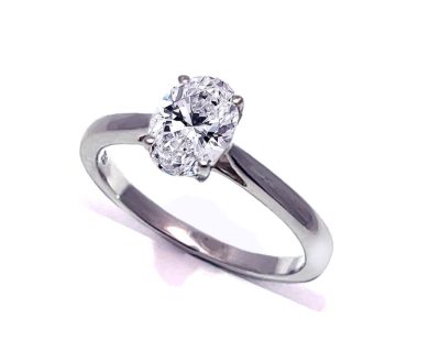 18ct White Gold Oval Solitaire Natural Diamond (1.00ct) Ring  18dr0919