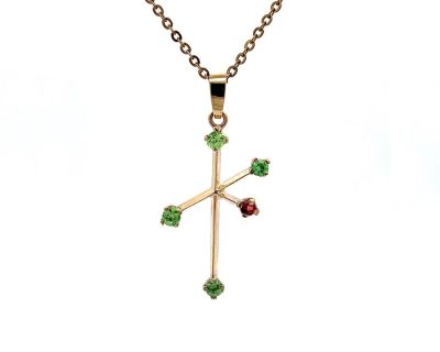 18ct Yellow Gold Tourmaline Southern Cross Pendant 18kds0424