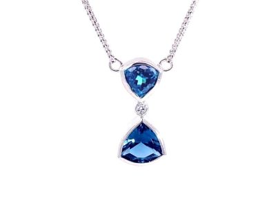 18ct White Gold Indicolite Tourmaline Pendant handcrafted   18tmah0511