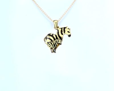 9ct Yellow Gold Zebra with Foal Pendant  9afah0491