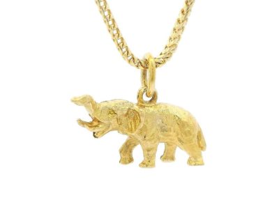 9ct Yellow Gold Elephant Pendant or Charm  9afah0565