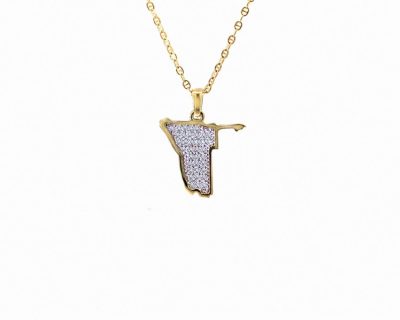 9ct Yellow Gold Diamond Studded Namibia Map Pendant  9afah0553
