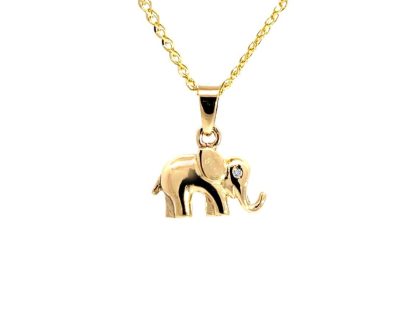 9ct Yellow Gold Elephant Pendant with Diamond in Eye  9afah0591