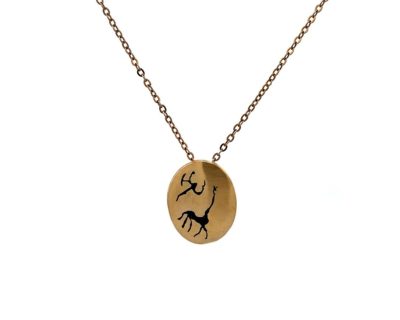 9ct Yellow Gold Oval Pendant with Rock Art handcrafted  9afah0605