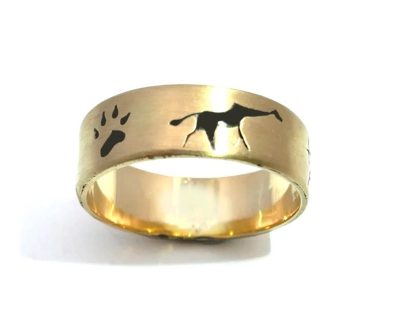 9ct Yellow Gold Band with Rock Art handcrafted  9afr0158