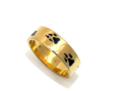 9ct Yellow Gold Paw Print Ring handcrafted  9afr0164