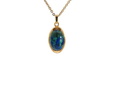 9ct Yellow Gold Oval Azurite Pendant  9azah0001