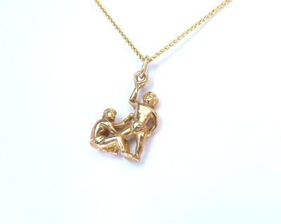 9ct Yellow Gold Gemini Zodiac Pendant or Charm (Only available in Namibia)  9gah0043