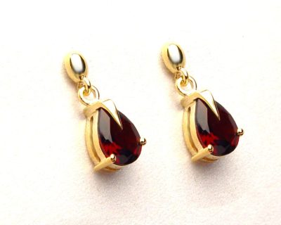 9ct White Gold Triangular Earrings with Umbalite Garnet and Black Diamonds  9gto0011