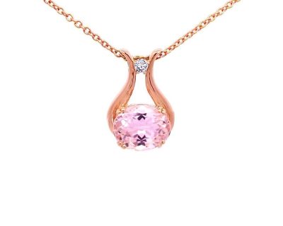 9ct Rose Gold Pear-Shaped Morganite Pendant with Small Natural Diamonds  9mgah0018