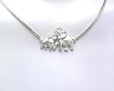 Silver Elephant and Calf Collier with Small Diamonds (Only available in Namibia)  agc0170