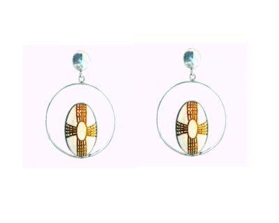 Silver Hanging Earrings with Oval Ekipa handcrafted  ago1180