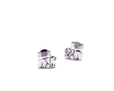 Silver Small Elephant Stud Earrings with Natural Diamond in Eye (Only available in Namibia)  ago1252