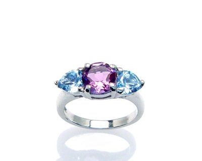 Silver Amethyst and Topaz Ring (Only available in Namibia)  agr0685