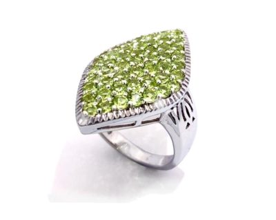 Silver Peridot Cluster Ring  agr0726