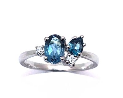 Silver Ring with London Blue and Silver Topaz (Only available in Namibia)  agr0803